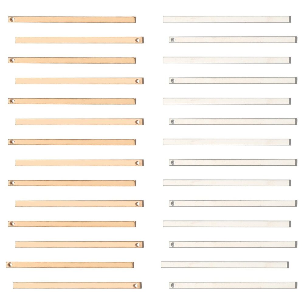 6519 1 Box 60Pcs 2 Colors Vertical Stamping Blank Bar Charms Stainless